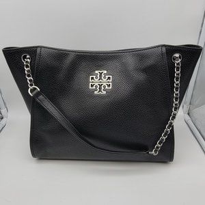 Tory Burch Black Tote Bag with Silver Accents